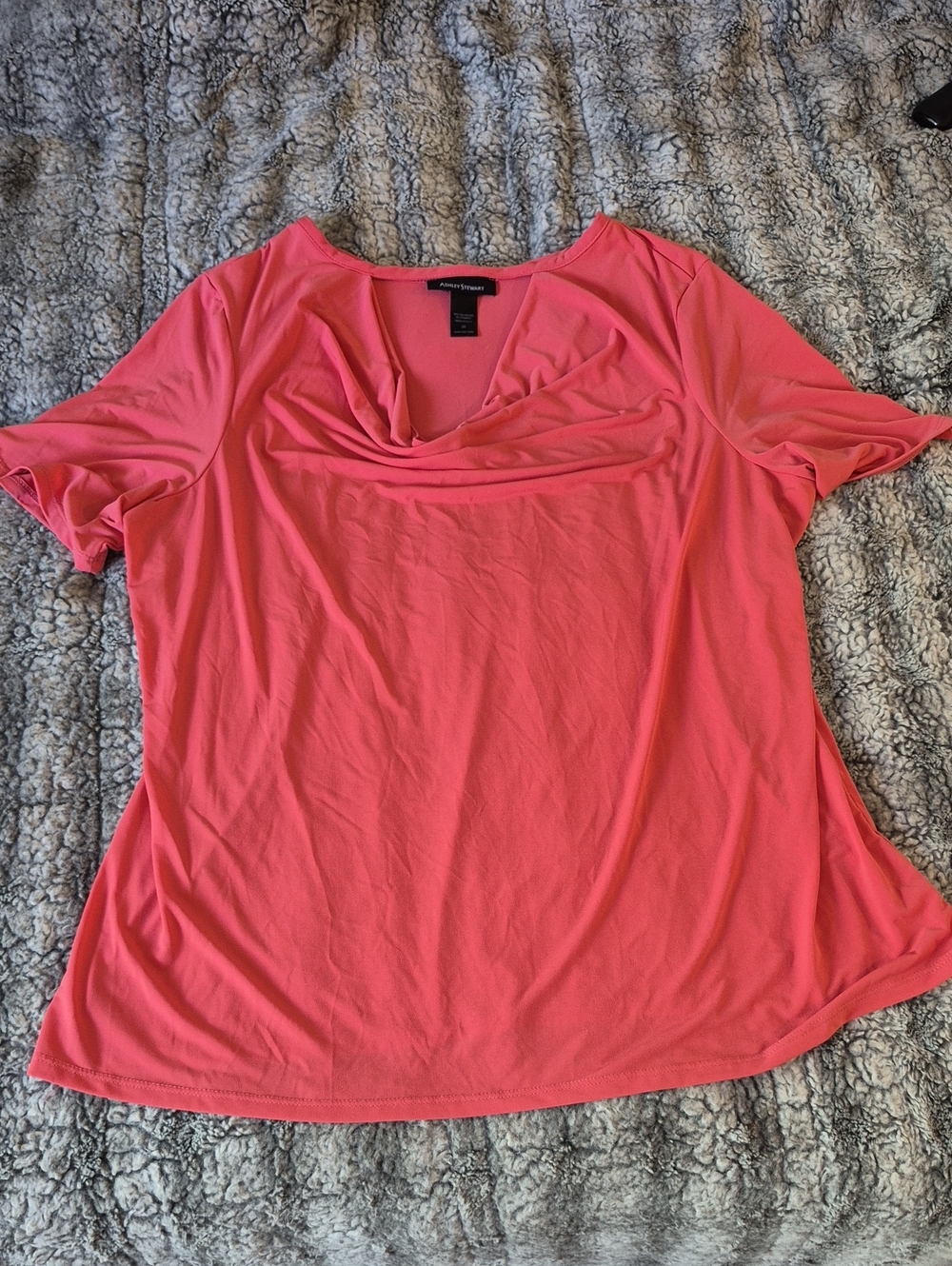 Ashley Stewart 🖤 Coral Drape Neck Short Sleeve Top (737)